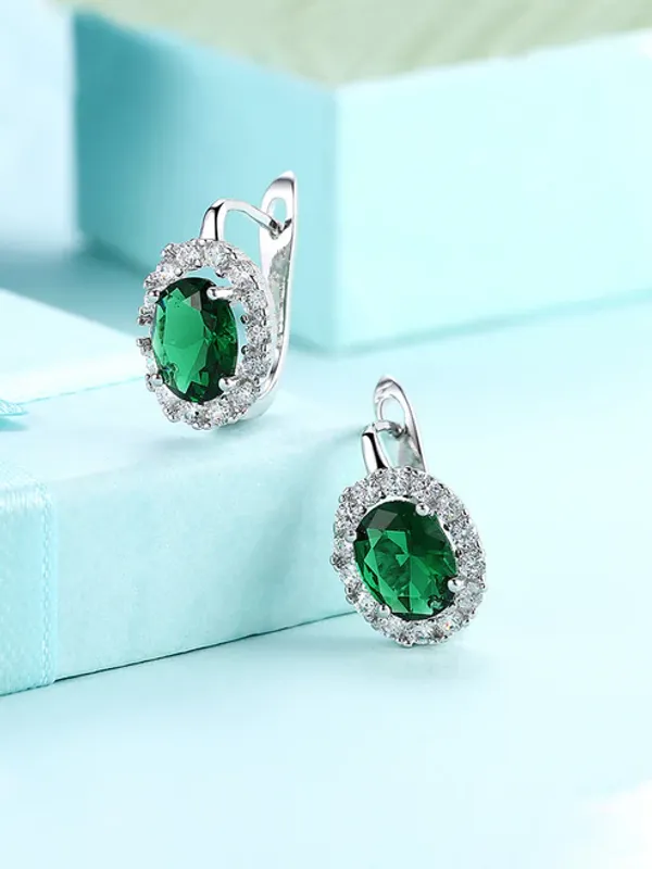 Silver_&__Green_Premium_Alloy_Earrings_For_Women