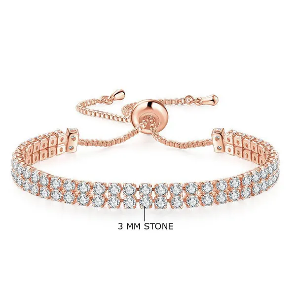 Rose_Gold_Plated_Dual_Strand_Round_Cut_Cubic_Zirconia_White_Matrix_Tennis_Bracelet