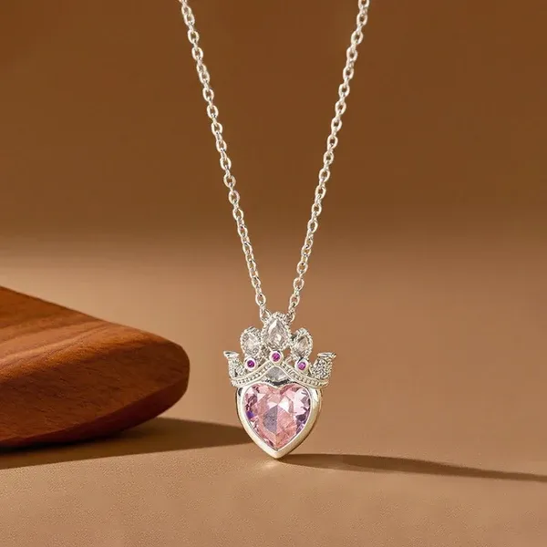 Gold_Plated_Anti_Tarnish_Stainless_Steel_Heart_Themed_Pink_Crown_Pendant