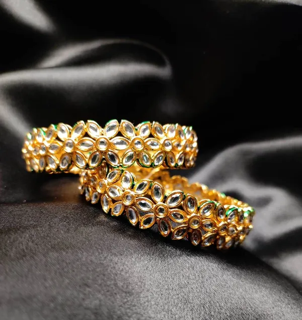 Metal__Golden_Floral_Stone_Bangles