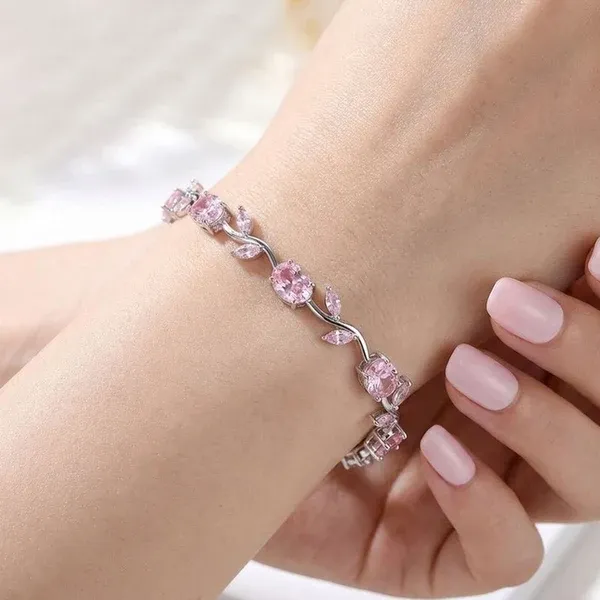Silver_Plated_Pink_Stones_Studded_Anti_Tarnish_Tulip_Bracelet
