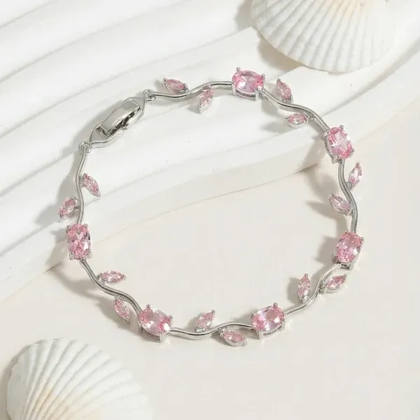 Silver_Plated_Pink_Stones_Studded_Anti_Tarnish_Tulip_Bracelet