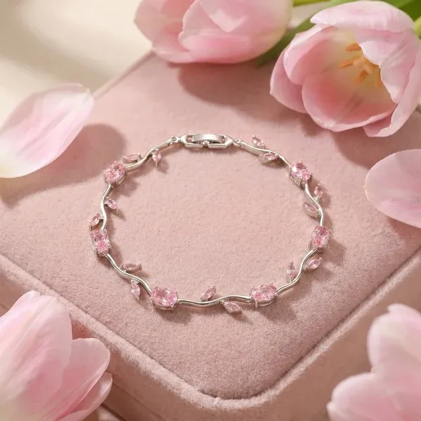 Silver_Plated_Pink_Stones_Studded_Anti_Tarnish_Tulip_Bracelet
