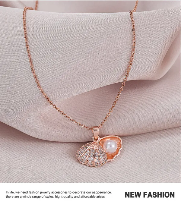 teel_RoseGold_Oyster_Pearl_Necklac_Crystal_Gold-plated_Plated_Stainless_Steel_Necklace