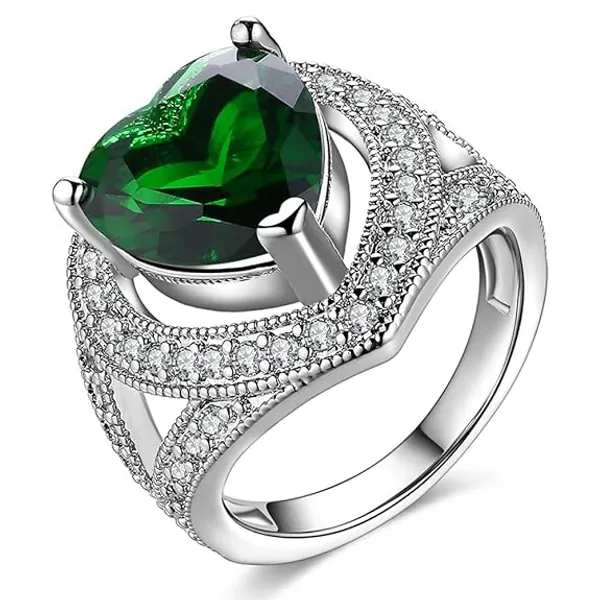 Silver_&__Green_Premium_Alloy_Ring_For_Women