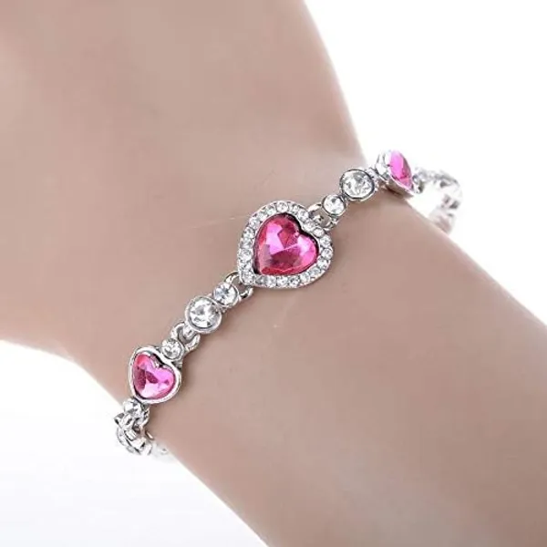 Silver_&__Pink_Premium_Alloy_heart__Bracelets_For_Women