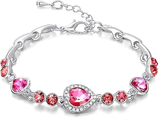 Silver_&__Pink_Premium_Alloy_heart__Bracelets_For_Women