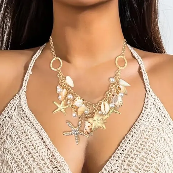 Gold_&__White_Premium_Alloy_Necklaces_For_Women
