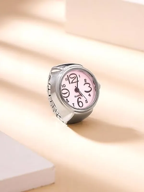 Silver_&__Pink_Premium_Alloy_watch_Ring_For_Women