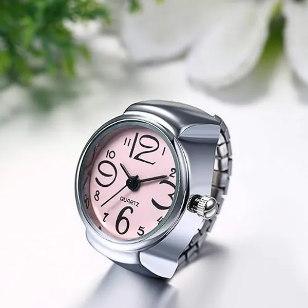 Silver_&__Pink_Premium_Alloy_watch_Ring_For_Women