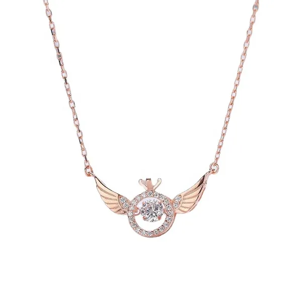 Angel_Wings_Smart_Clavicle_Necklace_Rose_Gold_Necklace_Chain_For_Girls_and_Women_Diamond_Copper_Plated_Stainless_Steel_Chain