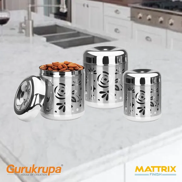 Pack_Of_3_Stainless_Steel_Canister_Set-For_Storage_-Tea,Suger,Cofi,Grain,Dry_Fruit_Designer_Canister-Elegence_Look_For_Your_Kitchen_Canister_Set