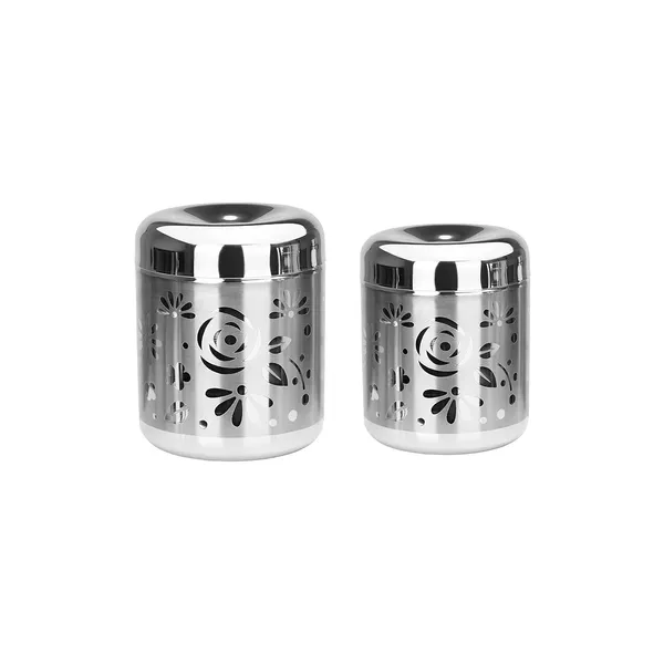 Pack_Of_2_Silver_Stainless_Steel_Canister_Set-For_Storage_-Tea,Suger,Cofi,Grain,Dry_Fruit_Designer_Canister-Elegence_Look_For_Your_Kitchen_Canister_Set