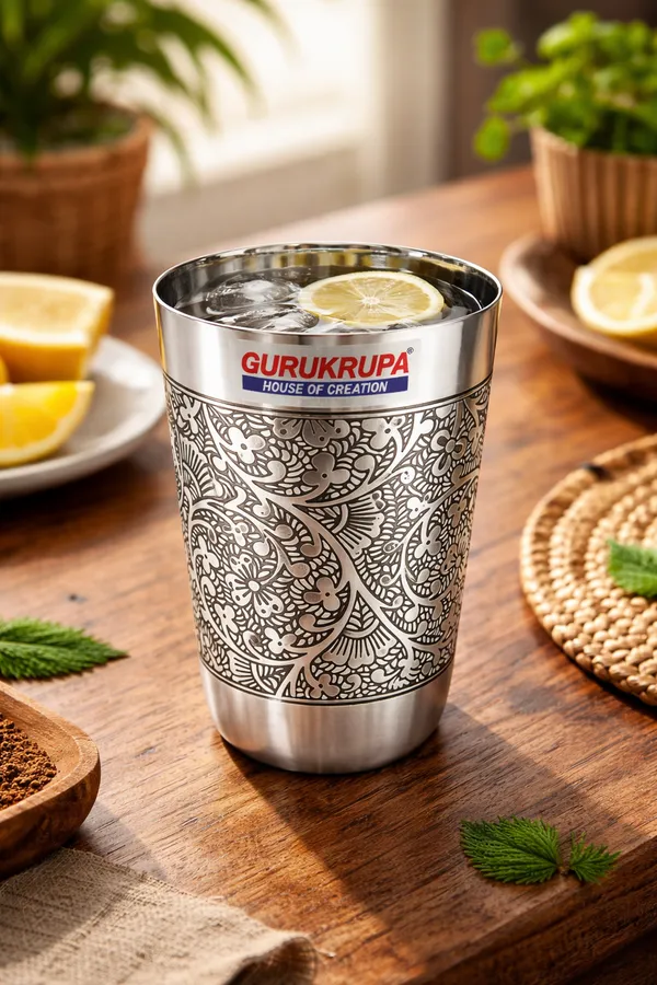Ajooba_Etched_Stainless_Steel_Drinking_Glass,_250ml_Designer_Steel_Tumbler,_Premium_Engraved_Water_Glass_for_Home_&_Kitchen