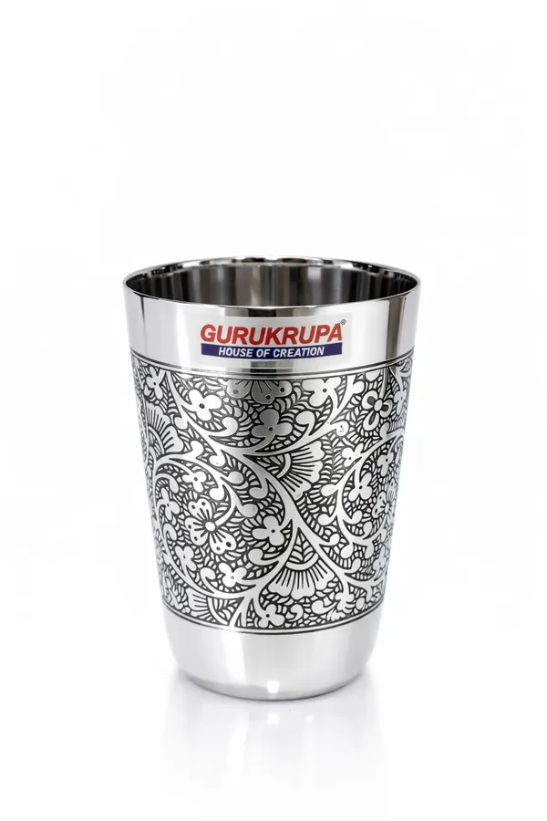 Ajooba_Etched_Stainless_Steel_Drinking_Glass,_250ml_Designer_Steel_Tumbler,_Premium_Engraved_Water_Glass_for_Home_&_Kitchen