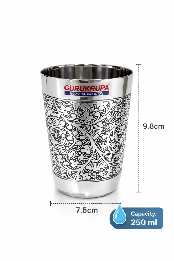 Ajooba_Etched_Stainless_Steel_Drinking_Glass,_250ml_Designer_Steel_Tumbler,_Premium_Engraved_Water_Glass_for_Home_&_Kitchen