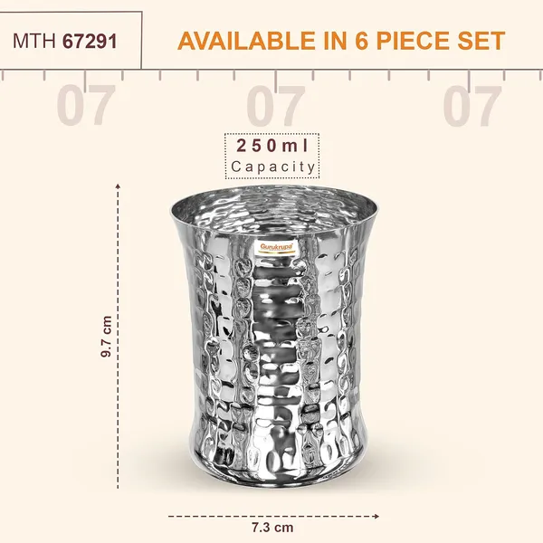 Pack_Of_6_Stainless_Steel_Mathar_Finish_Glass_Set_250_Ml_Water_&_Juice_Tumblers_Premium_Silver_Drinkware_Rust-Free,_Durable_&_Elegant_Steel_Glasses_For_Home,_Kitchen_&_Dining