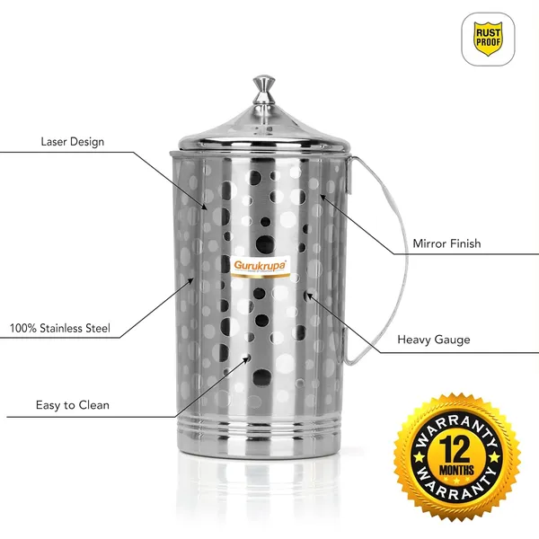 Stainless_Steel_Mattrix_Finish_Water_Jug,_Bubble_Design,_1500Ml_Capacity,_Heavy_Gauge,_Cylindrical_Shape,_Mirror_Finish,_25Cm_Height,_Rust_Proof_With_Lid_(3)-(2111-1.5_LTR)