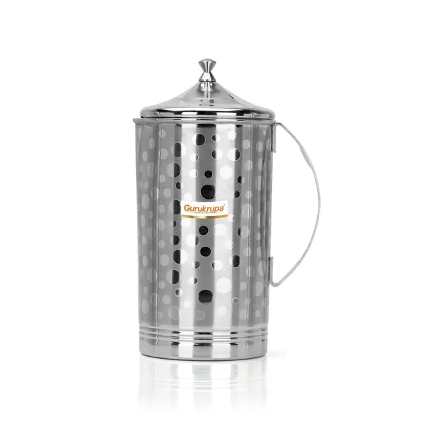 Stainless_Steel_Mattrix_Finish_Water_Jug,_Bubble_Design,_1500Ml_Capacity,_Heavy_Gauge,_Cylindrical_Shape,_Mirror_Finish,_25Cm_Height,_Rust_Proof_With_Lid_(3)-(2111-1.5_LTR)