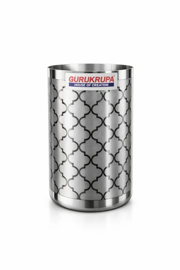 Gurukrupa_Amrapali_Laser_Finish_Stainless_Steel_Glass_250ml_|_Designer_Mirror_Polish_Tumbler_|_Premium_Drinking_Glass_|_Food_Grade_Steel_|_Durable_&_Rust_Resistant_