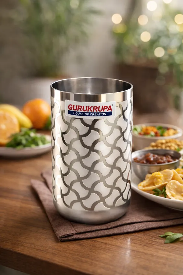 Gurukrupa_Royal_Finish_Stainless_Steel_Glass_250ml_|_Premium_Designer_Drinking_Tumbler_|_Heavy_Gauge_Mirror_Finish_|_Durable_&_Rust_Resistant_|_Kitchen_&_Dining_Use