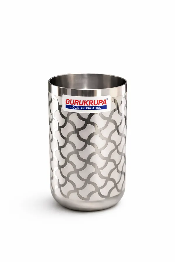 Gurukrupa_Royal_Finish_Stainless_Steel_Glass_250ml_|_Premium_Designer_Drinking_Tumbler_|_Heavy_Gauge_Mirror_Finish_|_Durable_&_Rust_Resistant_|_Kitchen_&_Dining_Use