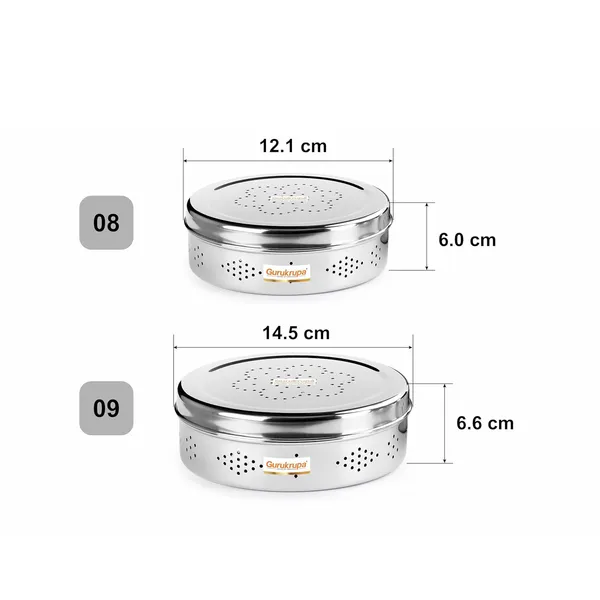Pack_Of_2_Silver_Stainless_Steel_Ventilation_Box_Food_Safe-Storage_For_Leafy_Vegetable_Or_Spices_Or_Fruits_Hole_Puri_Dabba/Container_KOTHMIR_DABBA_-8X9