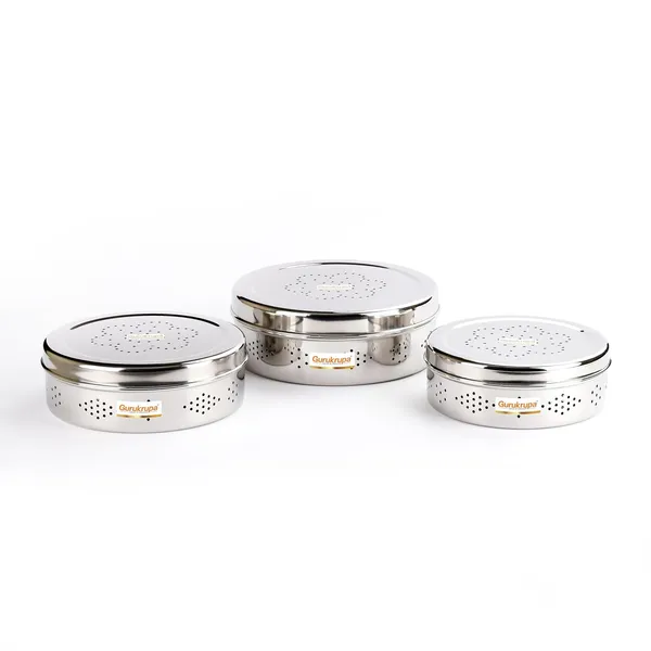 Pack_Of_3_Silver_Stainless_Steel_Vantilation_Box_Food_Safe-Storage_For_Leafy_Vegetable_Or_Spices_Or_Fruits_Hole_Puri_Dabba/Container-kothmir_dabba-7x9