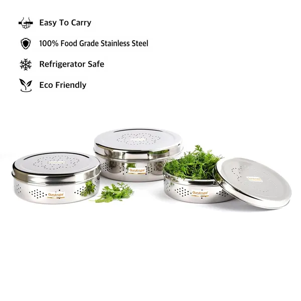 Pack_Of_3_Silver_Stainless_Steel_Vantilation_Box_Food_Safe-Storage_For_Leafy_Vegetable_Or_Spices_Or_Fruits_Hole_Puri_Dabba/Container-kothmir_dabba-7x9