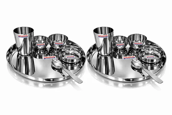Pack_of_2_-_(12_pcs_set)_Gurukrupa_Stainless_Steel_Plain_Thali_Set_|_Heavy_Gauge_Dinner_Plate_with_Bowls_|_Mirror_Finish_|_Food_Grade,_Rust_Resistant_|_Durable_&_Easy_to_Clean_|_Ideal_for_Daily_Use_&_Serving