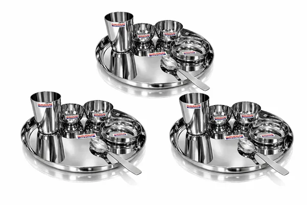 Pack_of_3_-_(18_pcs_set)_Gurukrupa_Stainless_Steel_Plain_Thali_Set_|_Heavy_Gauge_Dinner_Plate_with_Bowls_|_Mirror_Finish_|_Food_Grade,_Rust_Resistant_|_Durable_&_Easy_to_Clean_|_Ideal_for_Daily_Use_&_Serving
