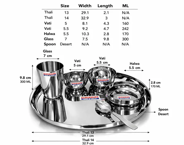 Pack_of_4_-_(24_pcs_set)_Gurukrupa_Stainless_Steel_Plain_Thali_Set_|_Heavy_Gauge_Dinner_Plate_with_Bowls_|_Mirror_Finish_|_Food_Grade,_Rust_Resistant_|_Durable_&_Easy_to_Clean_|_Ideal_for_Daily_Use_&_Serving