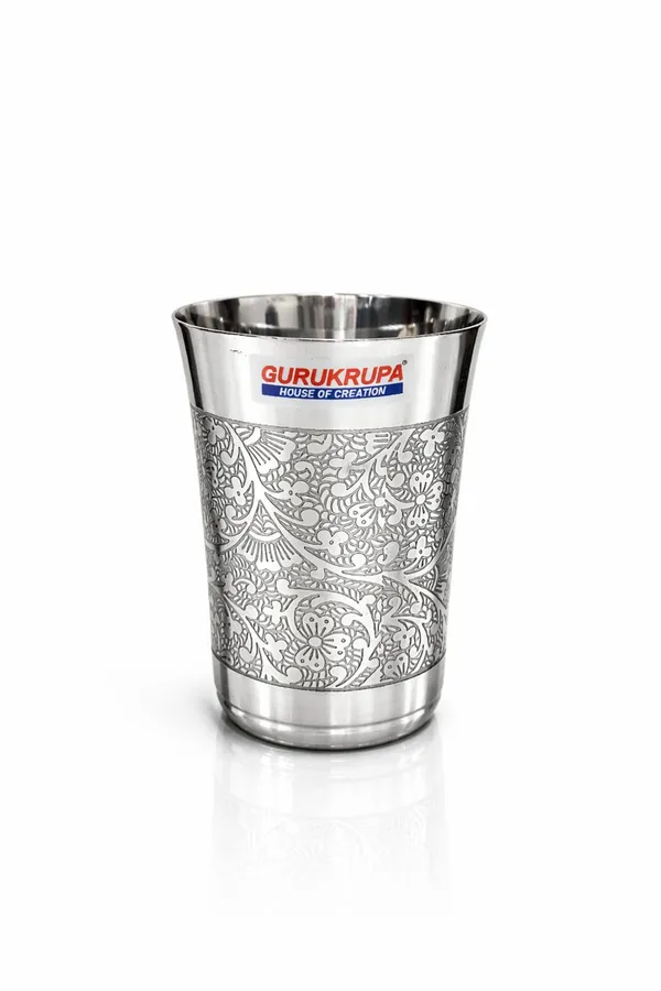 Pari_Etched_Stainless_Steel_Drinking_Glass,_Designer_Engraved_Steel_Tumbler,_Premium_Water_Glass_for_Home_&_Kitchen_(250_ml)