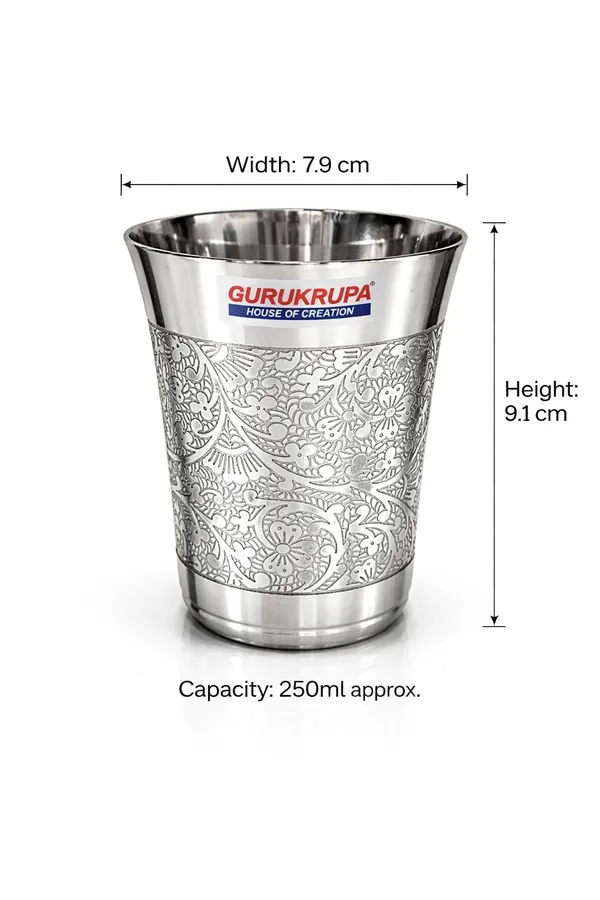 Pari_Etched_Stainless_Steel_Drinking_Glass,_Designer_Engraved_Steel_Tumbler,_Premium_Water_Glass_for_Home_&_Kitchen_(250_ml)