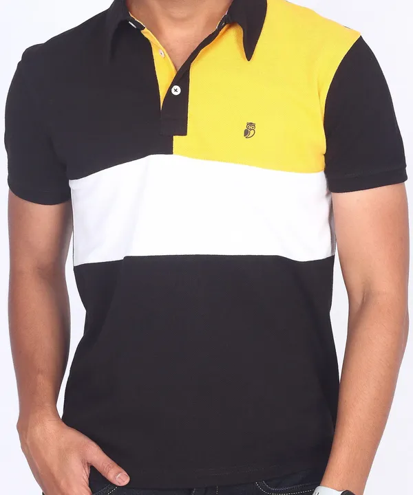 Black_&_Yellow_&_White_Regular_Fit_Polo_T-Shirt_For_Men