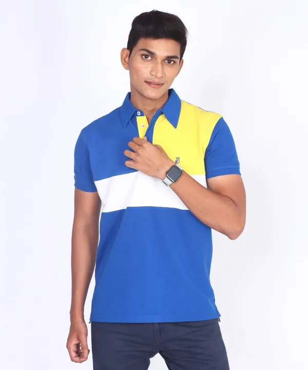 Blue_&_Yellow_&_White_Regular_Fit_Polo_T-Shirt_For_Men