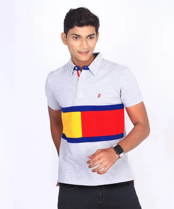Grey_Regular_Fit_Polo_T-Shirt_For_Men