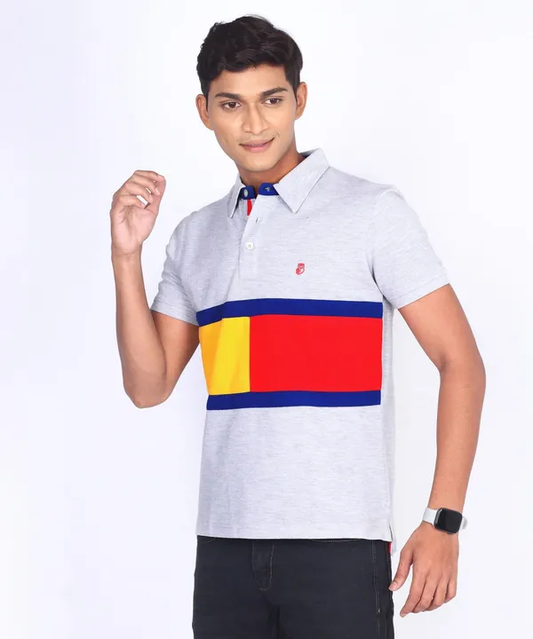 Grey_Regular_Fit_Polo_T-Shirt_For_Men