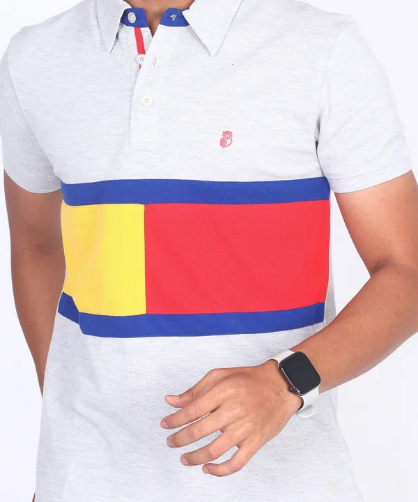 Grey_Regular_Fit_Polo_T-Shirt_For_Men