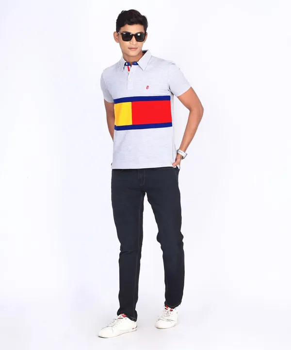 Grey_Regular_Fit_Polo_T-Shirt_For_Men