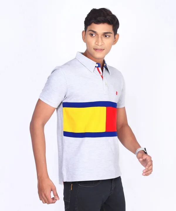 Grey_Regular_Fit_Polo_T-Shirt_For_Men