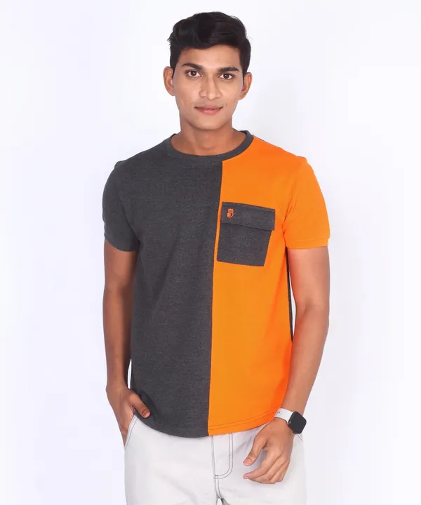 Orange_Round_Neck_Regular_Fit_T-Shirt_For_Men