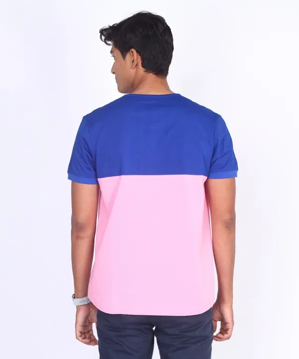 Blue_&_Pink_Round_Neck_Regular_Fit_T-Shirt_For_Men