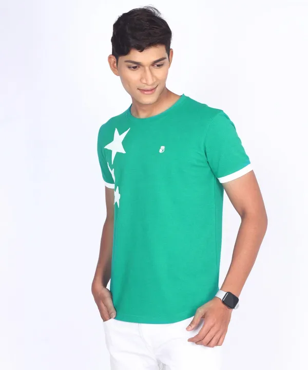Green_Round_Neck_Regular_Fit_T-Shirt_For_Men