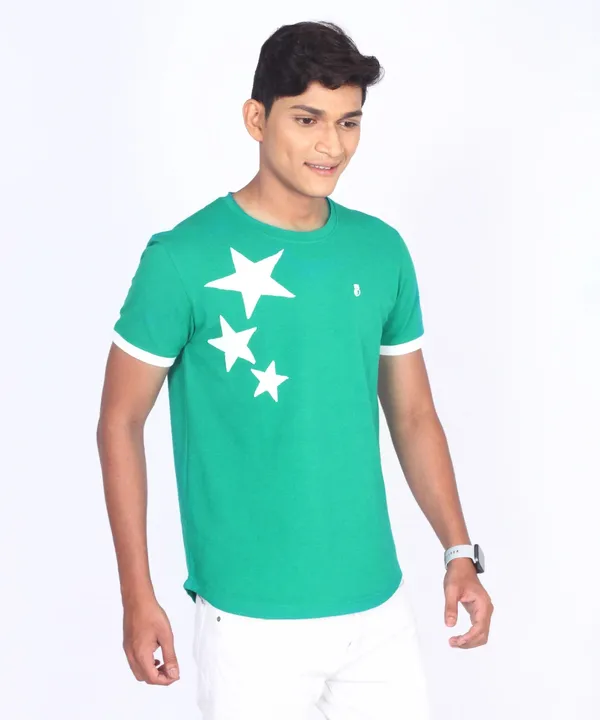 Green_Round_Neck_Regular_Fit_T-Shirt_For_Men