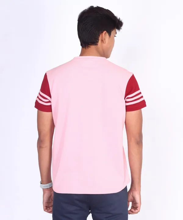 Pink_&_Red_Round_Neck_Regular_Fit_T-Shirt_For_Men
