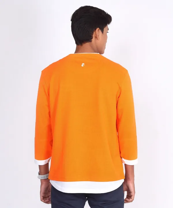 Orange_Round_Neck_Full_Sleeve_Regular_Fit_T-Shirt_For_Men