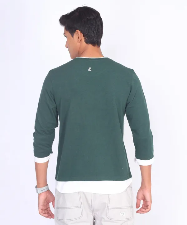 Green_Round_Neck_Full_Sleeve_Regular_Fit_T-Shirt_For_Men