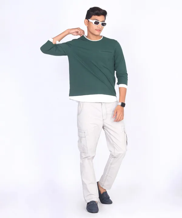 Green_Round_Neck_Full_Sleeve_Regular_Fit_T-Shirt_For_Men