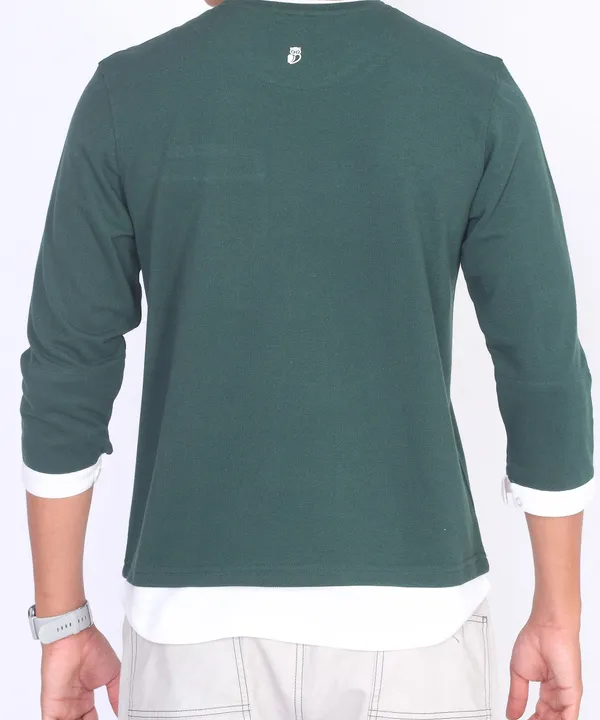 Green_Round_Neck_Full_Sleeve_Regular_Fit_T-Shirt_For_Men